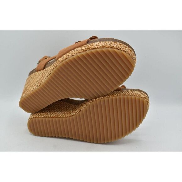 Sofft Womens Size 11 Cali Ginger Tan Suede Wedge Open Toe Floral Sandals Shoes - Picture 6 of 13